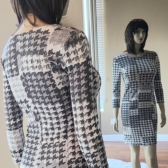 GRAY HOUNDSTOOTH DRESS - Picture 1 of 6